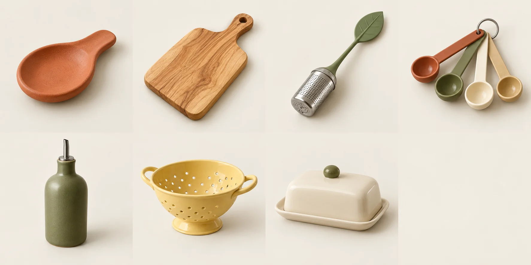 Terracotta pebble-shaped ceramic utensil rest